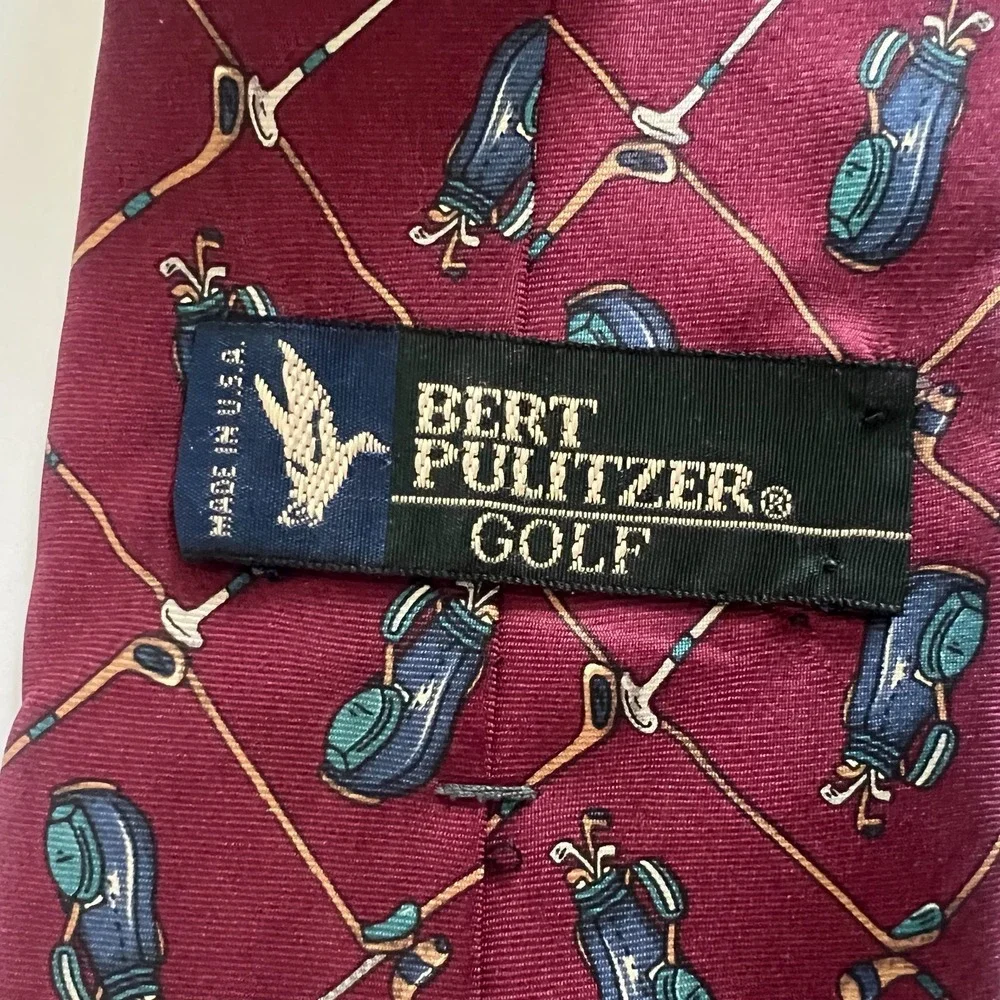 Lot of 3 Mens Golf Themed 100% Silk Ties Neckties Made in USA Novelty Print‎